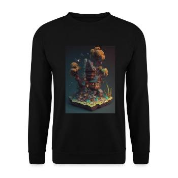 Voxel Fantasy Gaming Gaming Gamer Pixel Block - Unisex Sweatshirt - black - Front - Alina (178cm) & Michal (187cm)