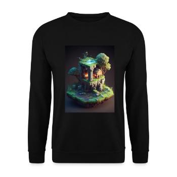 Voxel Fantasy Gaming Gaming Gamer Pixel Block - Unisex Sweatshirt - black - Front - Alina (178cm) & Michal (187cm)