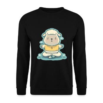 Schaf Lamm Schäfchen Yoga Meditation Entspannung - Unisex Pullover - Schwarz - Vorne - Alina (178cm) & Michal (187cm)