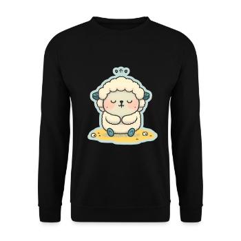 Sheep Lamb Sheep Yoga Meditation Relaxation - Unisex Sweatshirt - black - Front - Alina (178cm) & Michal (187cm)
