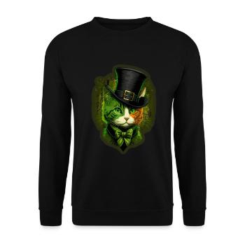 Katze Kätzchen St. Patricks Day Irland Irisch - Unisex Pullover - Schwarz - Vorne - Alina (178cm) & Michal (187cm)
