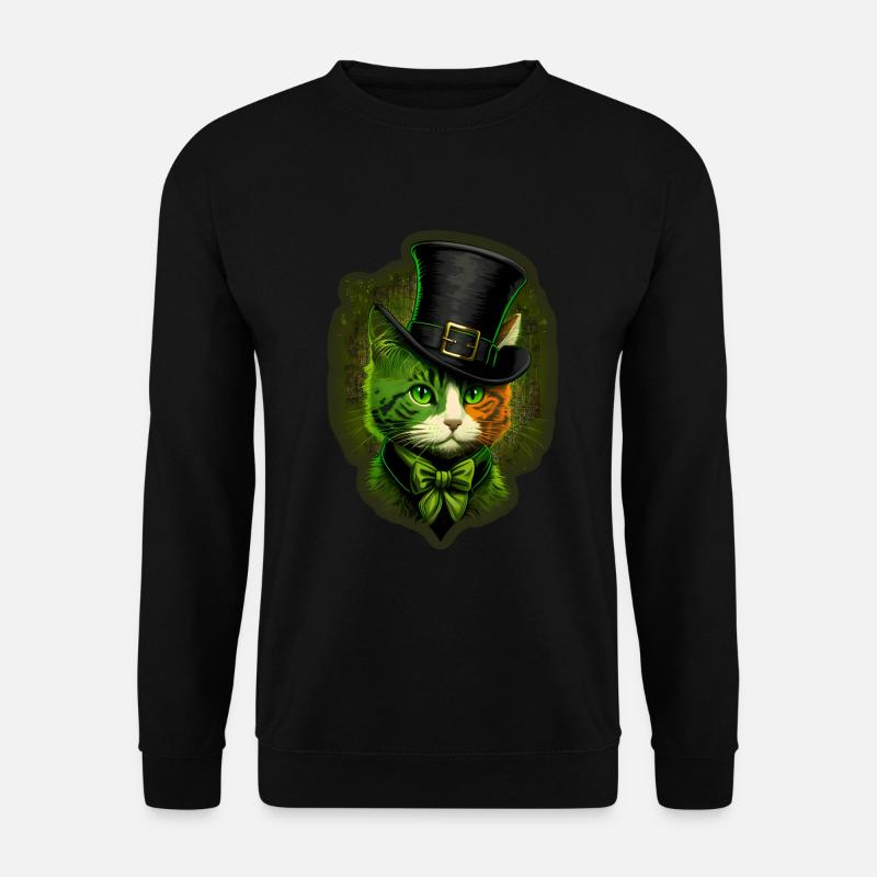 Katze Kätzchen St. Patricks Day Irland Irisch - Unisex Pullover - Schwarz