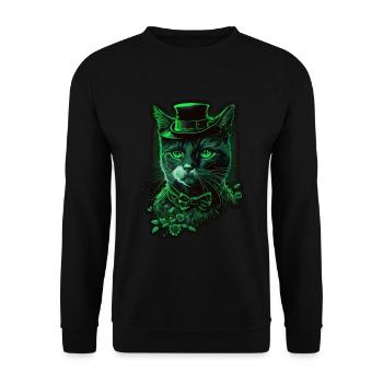 Katze Kätzchen St. Patricks Day Irland Irisch - Unisex Pullover - Schwarz - Vorne - Alina (178cm) & Michal (187cm)