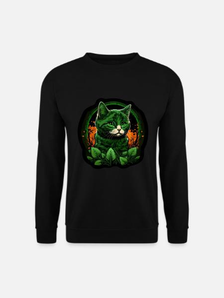 Katze Kätzchen St. Patricks Day Irland Irisch - Unisex Pullover - Schwarz