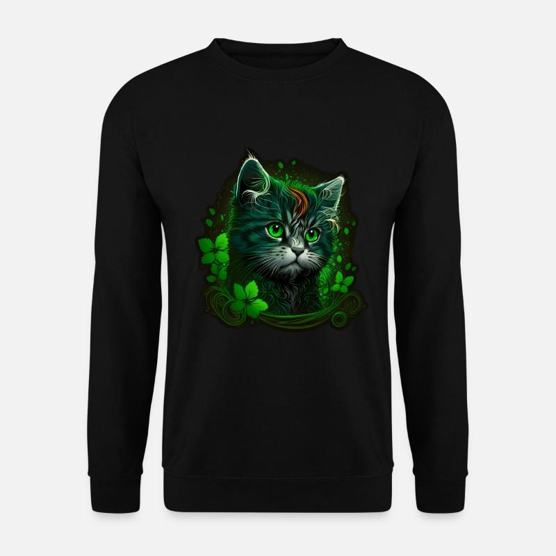 Katze Kätzchen St. Patricks Day Irland Irisch - Unisex Pullover - Schwarz