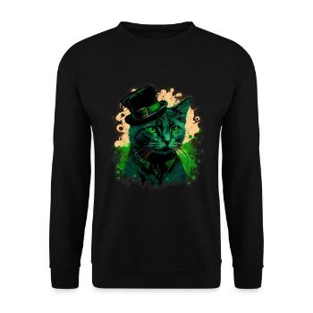 Katze Kätzchen St. Patricks Day Irland Irisch - Unisex Pullover - Schwarz - Vorne - Alina (178cm) & Michal (187cm)