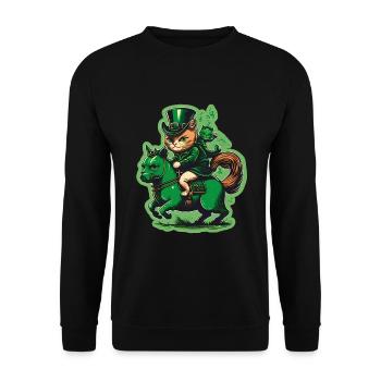 Katze Kätzchen Pony St. Patricks Day Irland Irisch - Unisex Pullover - Schwarz - Vorne - Alina (178cm) & Michal (187cm)