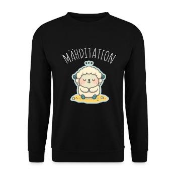Mouton Agneau Mouton Yoga Méditation Relaxation - Sweat-shirt Unisexe - noir - Devant - Alina (178cm) & Michal (187cm)