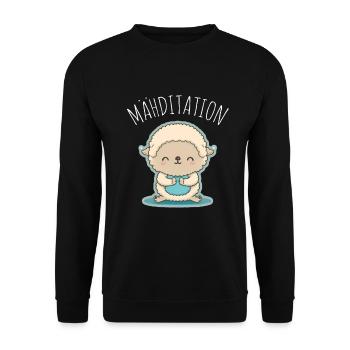 Schaf Lamm Schäfchen Yoga Meditation Entspannung - Unisex Pullover - Schwarz - Vorne - Alina (178cm) & Michal (187cm)