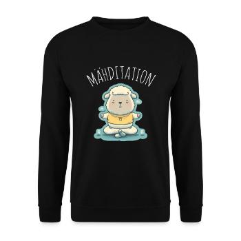 Schaf Lamm Schäfchen Yoga Meditation Entspannung - Unisex Pullover - Schwarz - Vorne - Alina (178cm) & Michal (187cm)