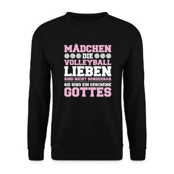 Volleyball Volleyballer Volleyballerin Volley - Unisex Pullover - Schwarz - Vorne - Alina (178cm) & Michal (187cm)