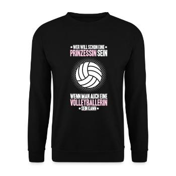 Volleyball Volleyballer Volleyballerin Volley - Unisex Pullover - Schwarz - Vorne - Alina (178cm) & Michal (187cm)