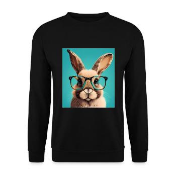 Cute Rabbit Face Rabbit Glasses Read - Unisex Sweatshirt - black - Front - Alina (178cm) & Michal (187cm)