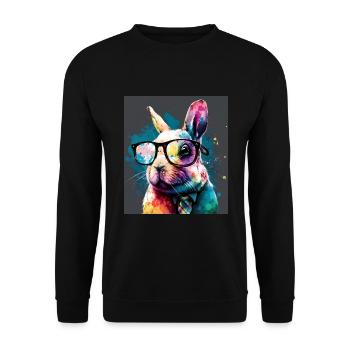Cute Rabbit Face Rabbit Glasses Read - Unisex Sweatshirt - black - Front - Alina (178cm) & Michal (187cm)