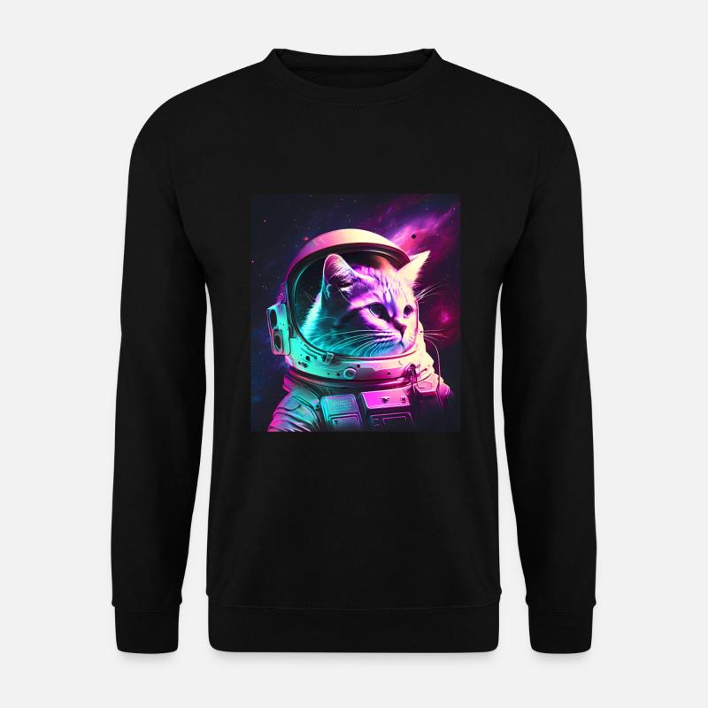 Katze Kätzchen Weltall Astronaut Kosmos Neon - Unisex Pullover - Schwarz