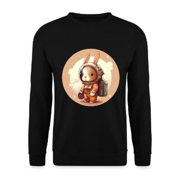 Cute bunny with balloons Easter space - Unisex Sweatshirt - black - Front - Alina (178cm) & Michal (187cm)