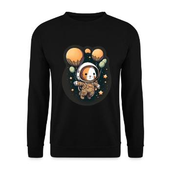 Süßer Hase Mit Luftballons Ostern Weltraum - Unisex Pullover - Schwarz - Vorne - Alina (178cm) & Michal (187cm)