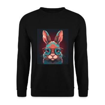 Cute Rabbit Face Rabbit Glasses Read - Unisex Sweatshirt - black - Front - Alina (178cm) & Michal (187cm)