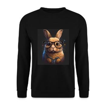 Süßes Hasen Gesicht Kaninchen Brille Lesen - Unisex Pullover - Schwarz - Vorne - Alina (178cm) & Michal (187cm)