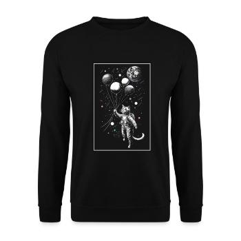 Katze Kätzchen Weltall Astronaut Planet Raumfahrer - Unisex Pullover - Schwarz - Vorne - Alina (178cm) & Michal (187cm)