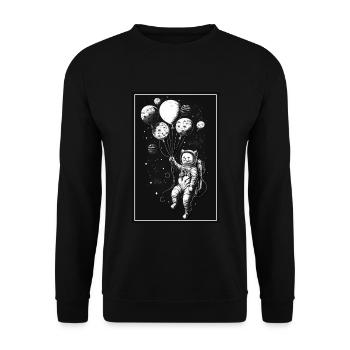 Katze Kätzchen Weltall Astronaut Planet Raumfahrer - Unisex Pullover - Schwarz - Vorne - Alina (178cm) & Michal (187cm)