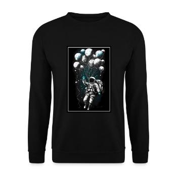 Astronaut Ballon Planet Raumfahrer Weltall All - Unisex Pullover - Schwarz - Vorne - Alina (178cm) & Michal (187cm)