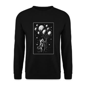 Katze Kätzchen Weltall Astronaut Planet Raumfahrer - Unisex Pullover - Schwarz - Vorne - Alina (178cm) & Michal (187cm)