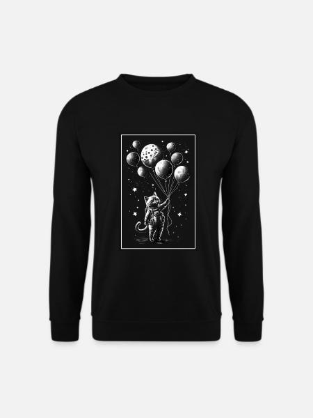 Katze Kätzchen Weltall Astronaut Planet Raumfahrer - Unisex Pullover - Schwarz