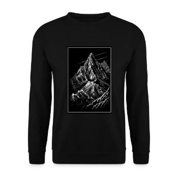 Hiking Mountaineering Mountains Outdoor Line Art - Unisex Sweatshirt - black - Front - Alina (178cm) & Michal (187cm)