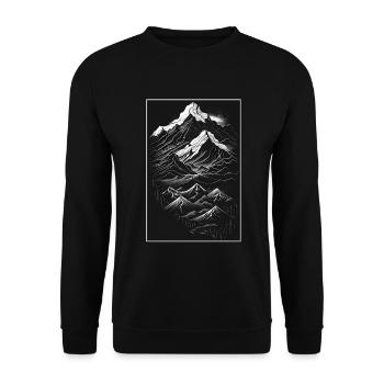 Hiking Mountaineering Mountains Outdoor Line Art - Unisex Sweatshirt - black - Front - Alina (178cm) & Michal (187cm)