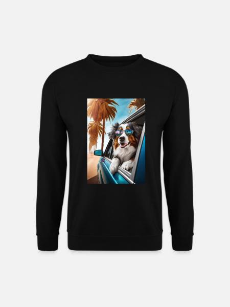 Australian Shepherd Sonnenbrille Strand Palmen - Unisex Pullover - Schwarz
