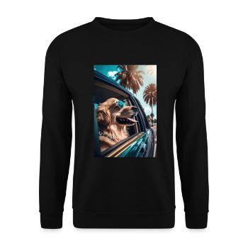 Golden Retriever Sunglasses Beach Palms - Unisex Sweatshirt - black - Front - Alina (178cm) & Michal (187cm)