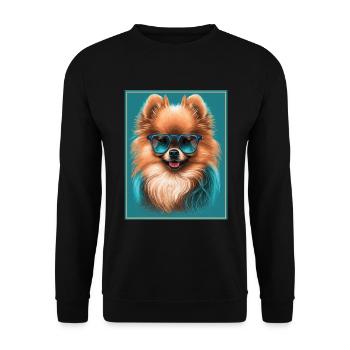 Spitz Poméranien miniature Lunettes de soleil Chien - Sweat-shirt Unisexe - noir - Devant - Alina (178cm) & Michal (187cm)