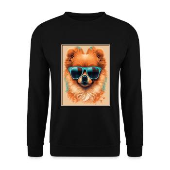 Zwergspitz Pomeranian Sonnenbrill Brille Hund - Unisex Pullover - Schwarz - Vorne - Alina (178cm) & Michal (187cm)