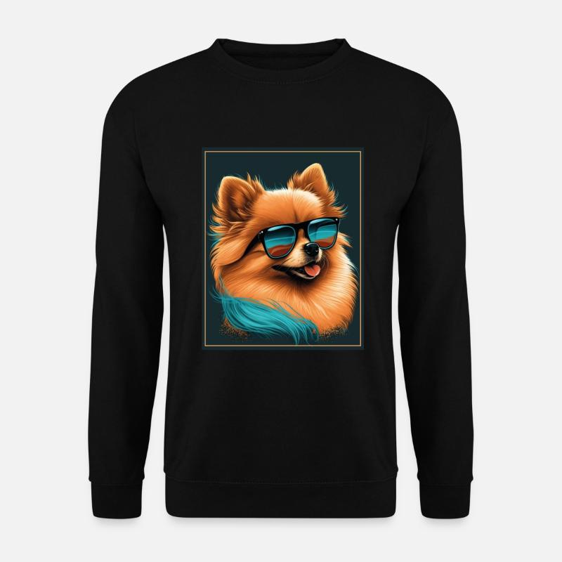 Zwergspitz Pomeranian Sonnenbrill Brille Hund - Unisex Pullover - Schwarz