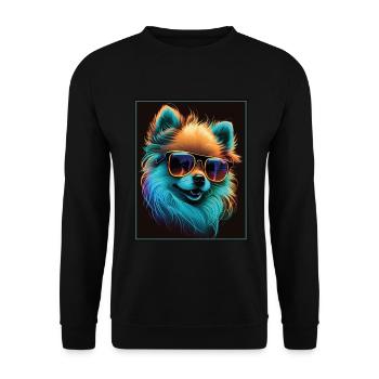 Spitz Poméranien miniature Lunettes de soleil Chien - Sweat-shirt Unisexe - noir - Devant - Alina (178cm) & Michal (187cm)