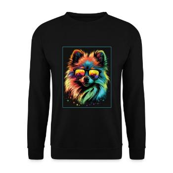 Spitz Poméranien miniature Lunettes de soleil Chien - Sweat-shirt Unisexe - noir - Devant - Alina (178cm) & Michal (187cm)