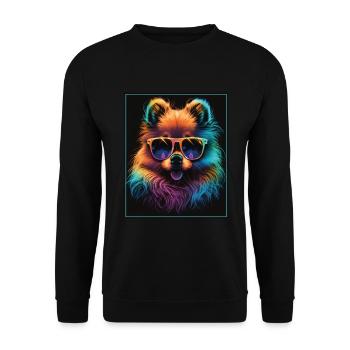 Zwergspitz Pomeranian Sonnenbrill Brille Hund - Unisex Pullover - Schwarz - Vorne - Alina (178cm) & Michal (187cm)