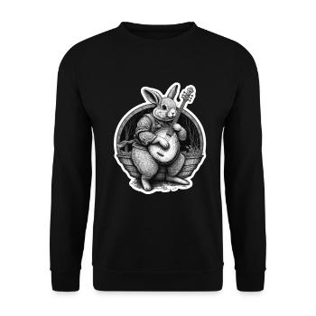 Rabbit Banjo Guitar Bunny Rabbit Easter Music - Unisex Sweatshirt - black - Front - Alina (178cm) & Michal (187cm)