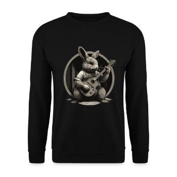 Rabbit Banjo Guitar Bunny Rabbit Easter Music - Unisex Sweatshirt - black - Front - Alina (178cm) & Michal (187cm)