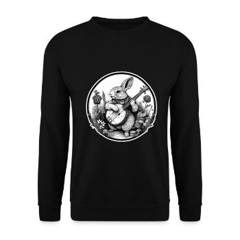 Rabbit Banjo Guitar Bunny Rabbit Easter Music - Unisex Sweatshirt - black - Front - Alina (178cm) & Michal (187cm)