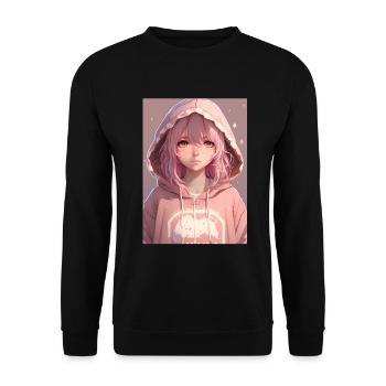 Anime Girl Waifu Esthétique Japonaise Kawaii Otaku - Sweat-shirt Unisexe - noir - Devant - Alina (178cm) & Michal (187cm)