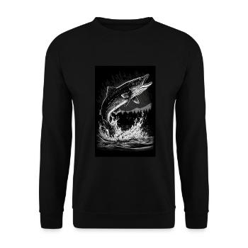Angeln Hecht Raubfisch Fischen Anglerin Angler - Unisex Pullover - Schwarz - Vorne - Alina (178cm) & Michal (187cm)