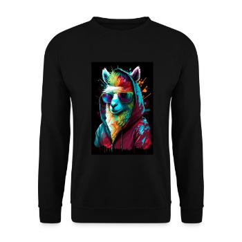 Lama Alpaca Sunglasses Hoodie Rainbow Colors - Unisex Sweatshirt - black - Front - Alina (178cm) & Michal (187cm)