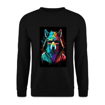 Lama Alpaca Sunglasses Hoodie Rainbow Colors - Unisex Sweatshirt - black - Front - Alina (178cm) & Michal (187cm)
