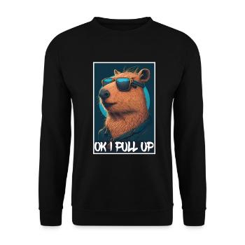 Capybara Capybara Cochon d’Inde Mèmes rongeurs - Sweat-shirt Unisexe - noir - Devant - Alina (178cm) & Michal (187cm)