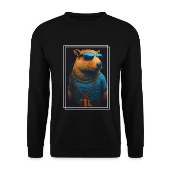 Capybara Capybara Cochon d’Inde Mèmes rongeurs - Sweat-shirt Unisexe - noir - Devant - Alina (178cm) & Michal (187cm)