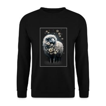 Laine de mouton Laine de mouton Pissenlit - Sweat-shirt Unisexe - noir - Devant - Alina (178cm) & Michal (187cm)