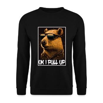 Capybara Wasserschwein Meerschwein Nagetier Meme - Unisex Pullover - Schwarz - Vorne - Alina (178cm) & Michal (187cm)