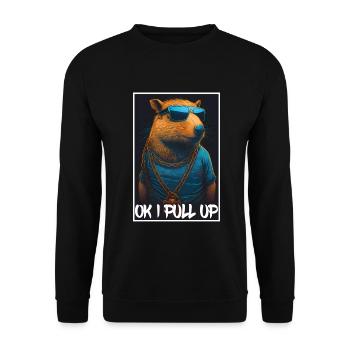 Capybara Capybara Cochon d’Inde Mèmes rongeurs - Sweat-shirt Unisexe - noir - Devant - Alina (178cm) & Michal (187cm)